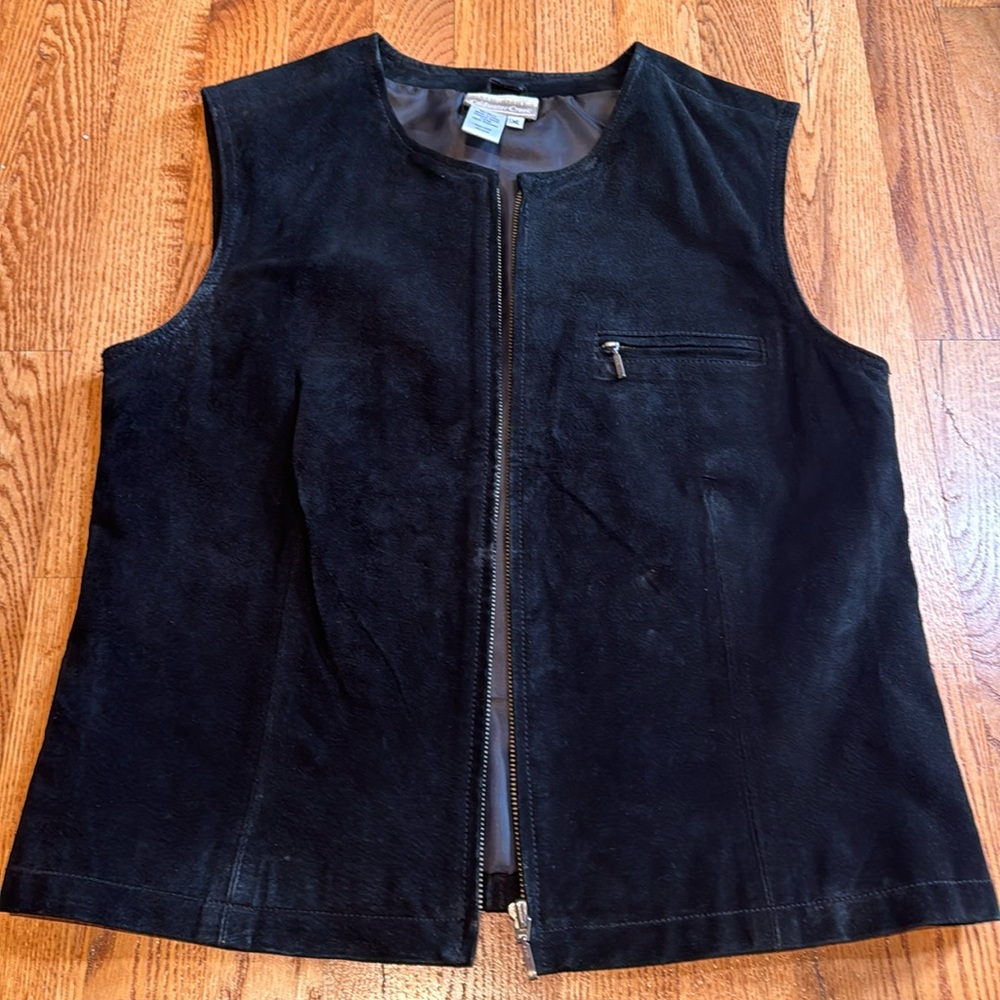 Coldwater Creek 100% suede leather black vintage vest one size